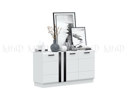 Гостиная Манифик МДФ (Ш-3000 x В-2126 x Г-650 мм)Белый/Белый Глянец