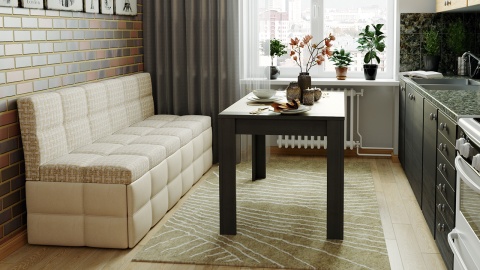 Скамья Прямая «Домино» (Кожзам светлый/ткань светлая)