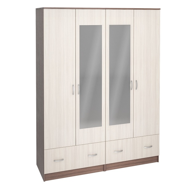 Шкаф Рига 4-х Створчатый с Зеркалом ШК-4 Разные Цвета/Ш-1600 х В-2120 х Г-520 мм